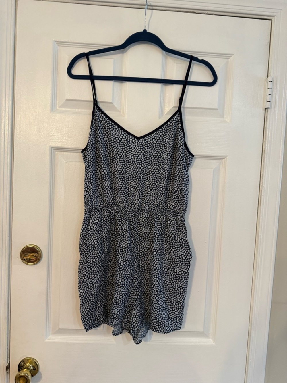 Blue  & White Polka Dot Spaghetti Strap Romper